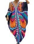 Plus Size Butterfly Print Kaftan Swim Cover Up
