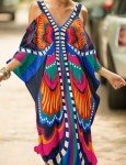 Plus Size Butterfly Print Kaftan Swim Cover Up