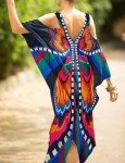 Plus Size Butterfly Print Kaftan Swim Cover Up