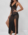 Bsubseach Women's Black Crochet Beach Cover-Up