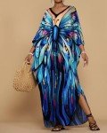 Butterfly Print Plus Size Kaftan Beach Dress