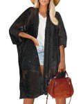 Bsubseach Black Lace Kimono Swimwear Cover Up