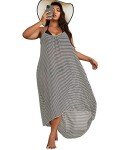 Plus Size Striped High Low Beach Cover Up