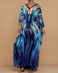 Butterfly Print Plus Size Kaftan Beach Dress