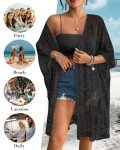 Bsubseach Black Lace Kimono Swimwear Cover Up