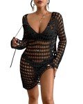 Black Crochet Swim Cover-Up for Women