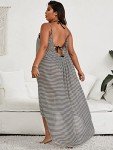 Plus Size Striped High Low Beach Cover Up