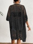 Bsubseach Black Lace Kimono Swimwear Cover Up