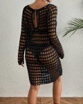 Black Crochet Swim Cover-Up for Women