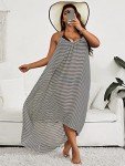 Plus Size Striped High Low Beach Cover Up