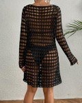 Black Crochet Swim Cover-Up for Women