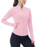 BGOWATU Women's Workout Running Jacket Lightweight Zip up Athletic Jackets Gym Yoga Tops with Zip Pockets Pink M