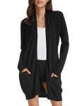 GRACE KARIN Womens Long Shrug Light Knit Cardigan Open Front Coat Black L