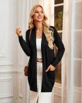 GRACE KARIN Womens Long Shrug Light Knit Cardigan Open Front Coat Black L