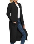 GRACE KARIN Women's Long Open Front Drape Lightweight Maxi Long Sleeve Duster Cardigan(2XL,Black)