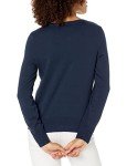 Amazon Essentials Women's Lightweight Crewneck Cardigan Sweater, Navy, Medium