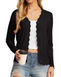 GRECERELLE Womens Lightweight Open Front Cardigan Sweater Button Down Long Sleeve Casual Knit Top Shrugs for Women Black-L