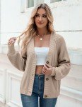 Zeagoo Women’s Chunky Knit Cardigan Sweaters 2024 Fall Open Front Long Sleeve Button Cropped Cardigan Coats Apricot
