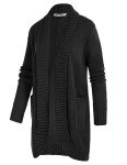 GRACE KARIN Cardigan Sweaters for Women Long Length Knit Sweater Curved Hem Open Front Cardigan Black, Medium