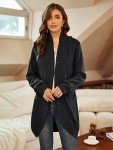 GRACE KARIN Cardigan Sweaters for Women Long Length Knit Sweater Curved Hem Open Front Cardigan Black, Medium