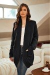 GRACE KARIN Cardigan Sweaters for Women Long Length Knit Sweater Curved Hem Open Front Cardigan Black, Medium