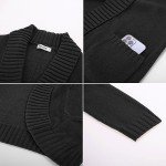 GRACE KARIN Cardigan Sweaters for Women Long Length Knit Sweater Curved Hem Open Front Cardigan Black, Medium