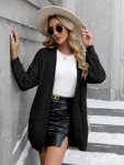For G and PL Women's Cable Knit Open Front Long Sleeve Cardigan Sweater with Pocket Black 2XL