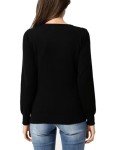 GRACE KARIN Long Sleeve Button Down Crew Neck Knit Cardigan Sweater for Women (L,Black)