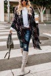 Bestshe Womens Boho Open Front Poncho Knitted Buffalo Sweater Cardigan Cape Plaid Shawl Wrap Tassel