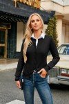GRACE KARIN Long Sleeve Button Down Crew Neck Knit Cardigan Sweater for Women (L,Black)