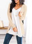 PRETTYGARDEN Women's Open Front Cardigan Sweaters Fashion Button Down Cable Knit Chunky Outwear Coats(Beige,Large)