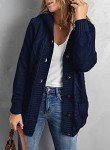 CHICZONE Women Cardigan Sweater Ladies Hooded Long Sleeve Chunky Knit Fall Winter Fashion Coat Solid Work Lightweight Cute Cardigans Jacket Dark Blue Large