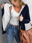 CHICZONE Women Cardigan Sweater Ladies Hooded Long Sleeve Chunky Knit Fall Winter Fashion Coat Solid Work Lightweight Cute Cardigans Jacket Dark Blue Large