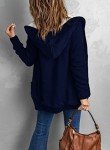 CHICZONE Women Cardigan Sweater Ladies Hooded Long Sleeve Chunky Knit Fall Winter Fashion Coat Solid Work Lightweight Cute Cardigans Jacket Dark Blue Large