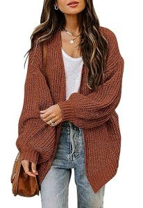 Womens's Oversized Cardigan Dressy Long Lantern Sleeve Open Front Chunky Sweaters