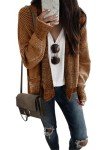 Sidefeel Sweaters for Women Cardigan Open Front Long Sleeve Knit Plaid Chunky Cardigans Oversized Jacket Outwear with Pockets