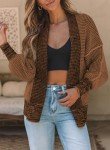 Sidefeel Sweaters for Women Cardigan Open Front Long Sleeve Knit Plaid Chunky Cardigans Oversized Jacket Outwear with Pockets