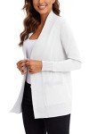 Urban CoCo Women's Lightweight Open Front Knit Cardigan Sweater Long Sleeve with Pocket (White, L)