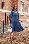 Trendy Lantern Sleeve Midi Dress for Women
