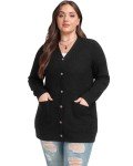 OLRIK Plus Size Cardigans for Women Open Front Buttons Down Ladies Sweater Outerwear with Pockets Black-4X