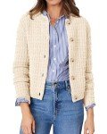PRETTYGARDEN Women's Knit Cardigan Sweaters Casual Long Sleeve Open Front Button Down Trendy Jackets Outerwear (Beige,Medium)