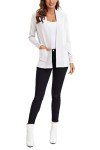 Urban CoCo Women's Lightweight Open Front Knit Cardigan Sweater Long Sleeve with Pocket (White, L)