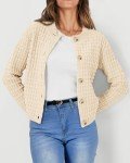 PRETTYGARDEN Women's Knit Cardigan Sweaters Casual Long Sleeve Open Front Button Down Trendy Jackets Outerwear (Beige,Medium)