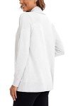Urban CoCo Women's Lightweight Open Front Knit Cardigan Sweater Long Sleeve with Pocket (White, L)