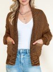 Sidefeel Sweaters for Women Cardigan Open Front Long Sleeve Knit Plaid Chunky Cardigans Oversized Jacket Outwear with Pockets