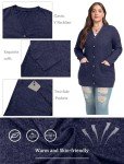 OLRIK Plus Size Cardigans for Women Open Front Buttons Down Ladies Sweater Outerwear with Pockets Black-4X