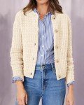 PRETTYGARDEN Women's Knit Cardigan Sweaters Casual Long Sleeve Open Front Button Down Trendy Jackets Outerwear (Beige,Medium)
