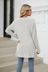 Voopptaw Long Cardigan for Women Winter Long Sleeve Open Front Lightweight Tunic Sweater Coat with Pockets Light Grey L