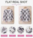 Dokotoo Womens Cardigan Sweaters Fashion V Neck Plaid Cable Knit Long Sleeve Button Down Comfy Cute Daily 2024 Autumn Winter Oversized Sweater Outerwear Tops S Gray