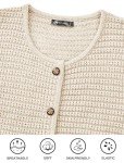PRETTYGARDEN Open Front Cardigan Sweaters for Women Button Down Long Sleeve Casual Cute Knitted Shirts with Pockets (White,Small)